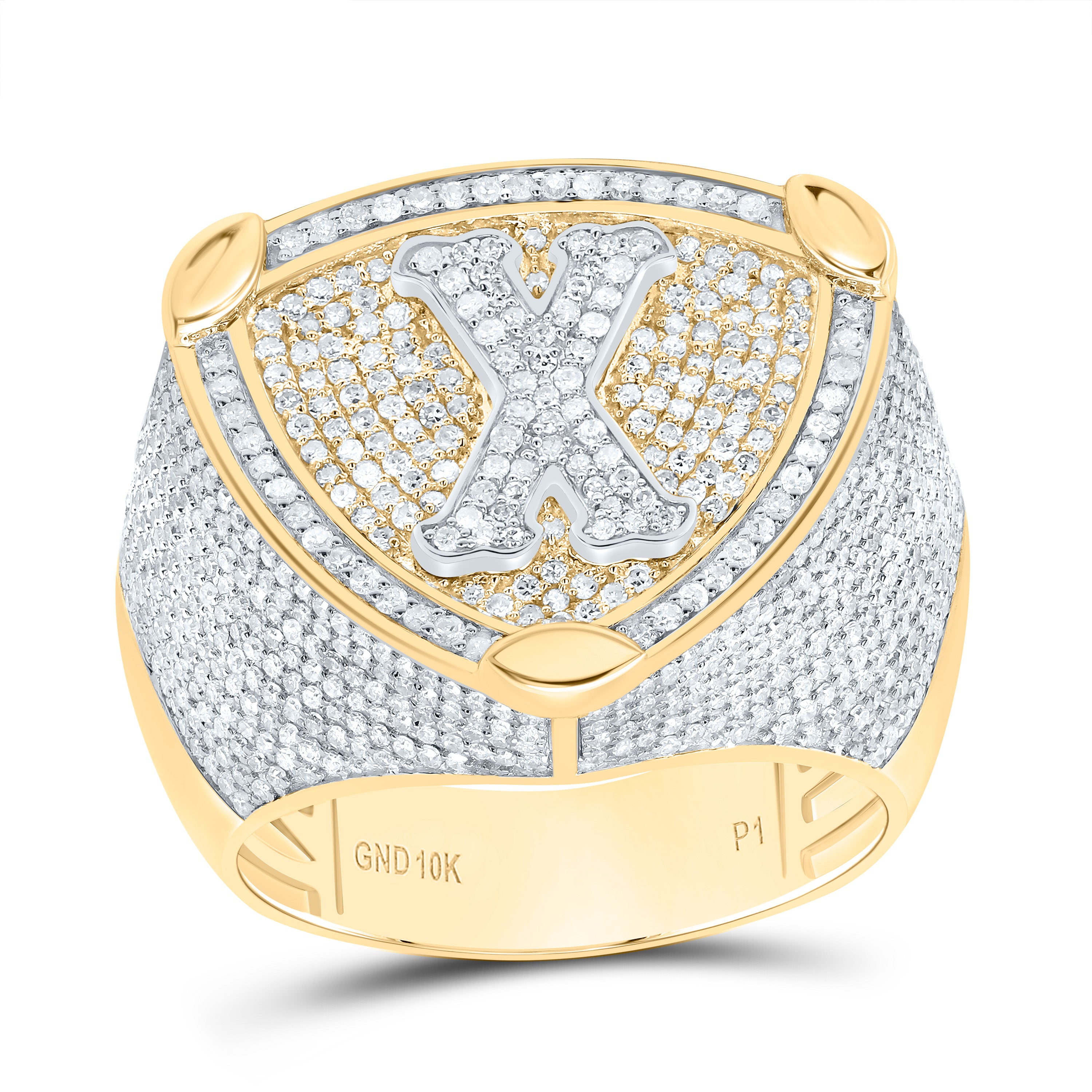 2.00 Ctw-Dia P1 Initial "X" Men's Ring (10.42 grams)