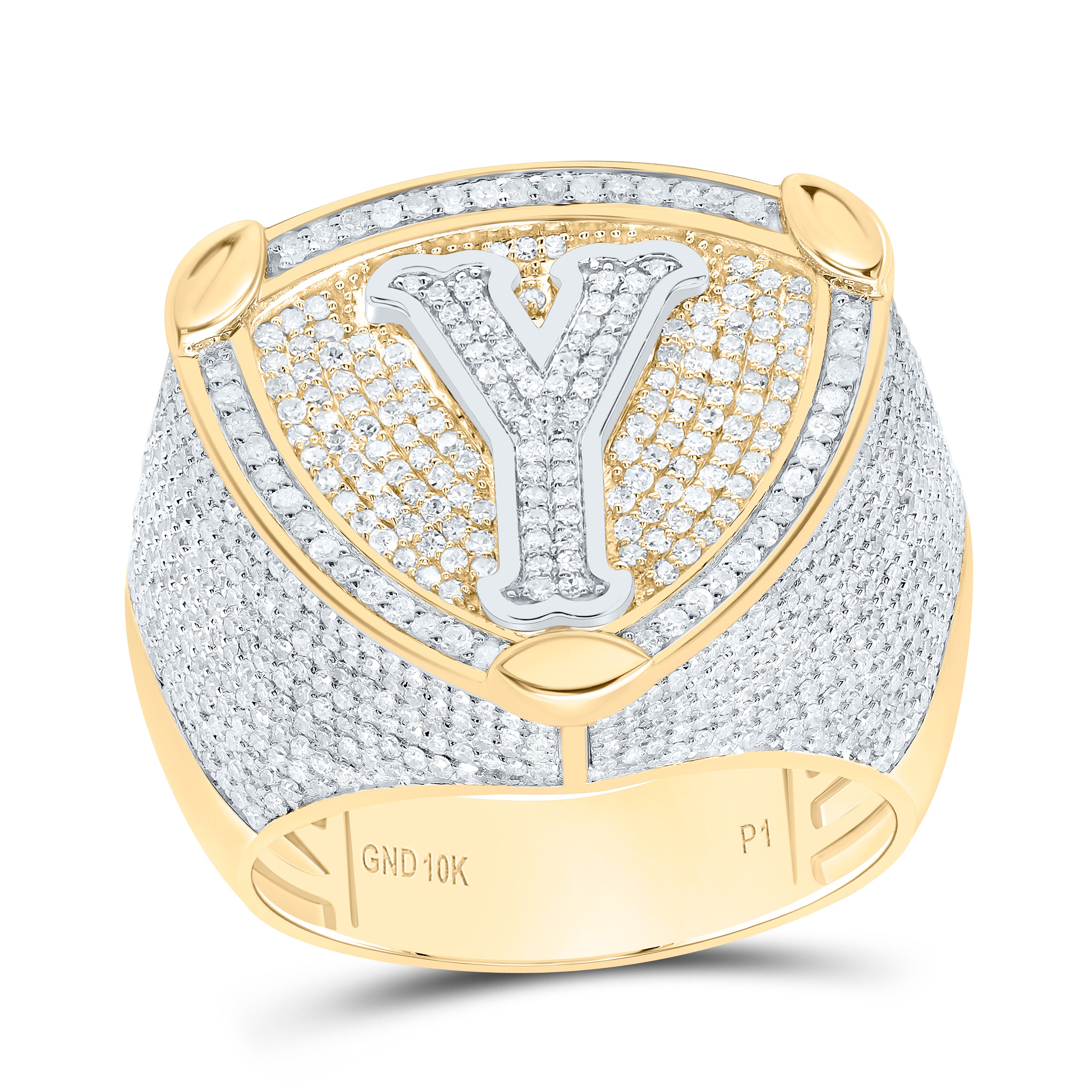 1 7/8 Ctw-Dia P1 Initial "Y" Men's Ring (11.38 grams)