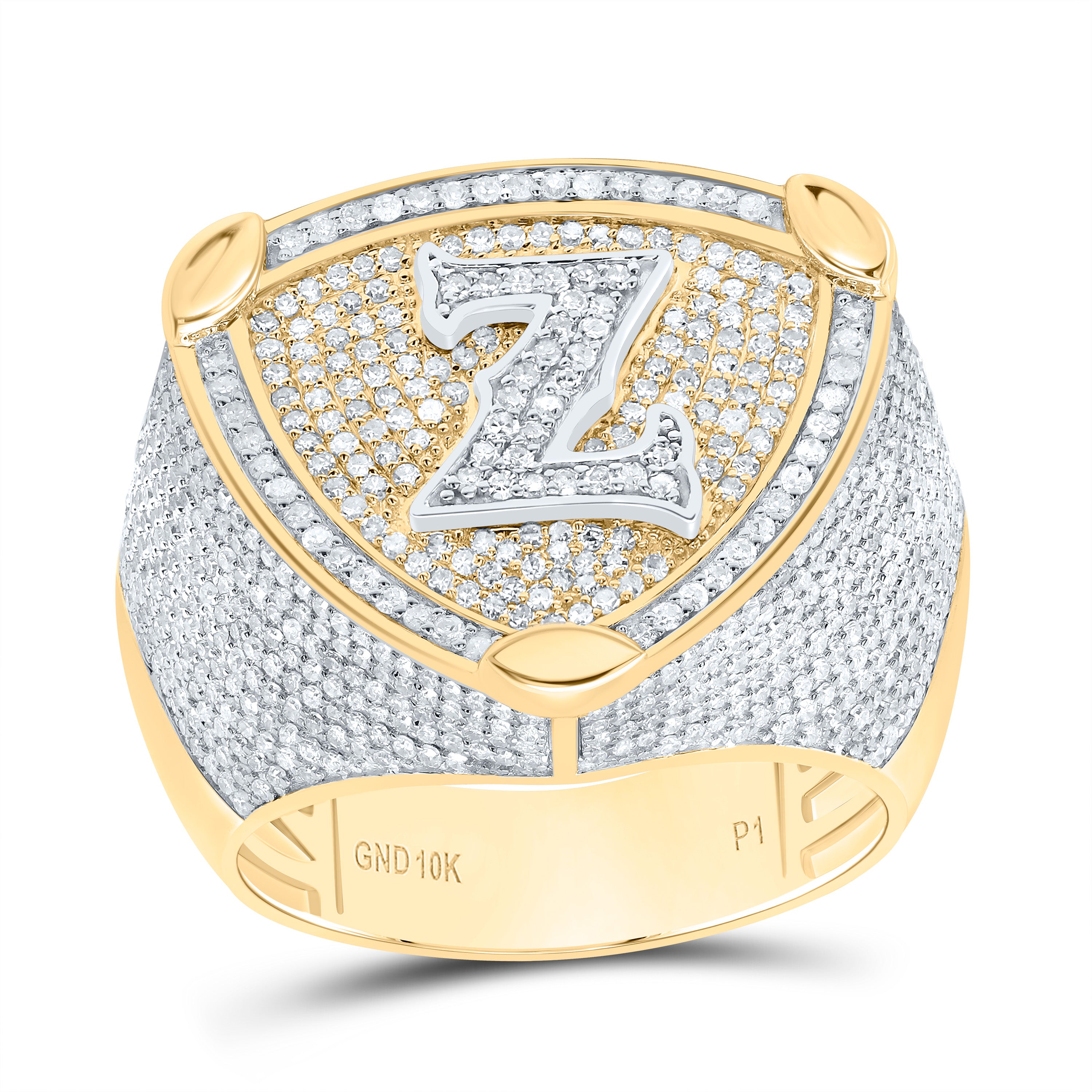 2.00 Ctw-Dia P1 Initial "Z" Men's Ring (10.81 grams)