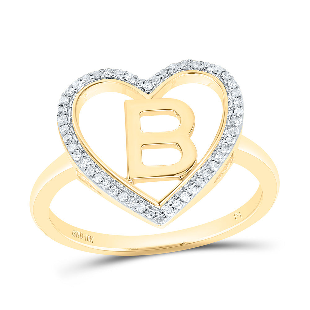 1/10Ctw-Nat Dia P1 Gift Initial "B" Ladies Heart Ring