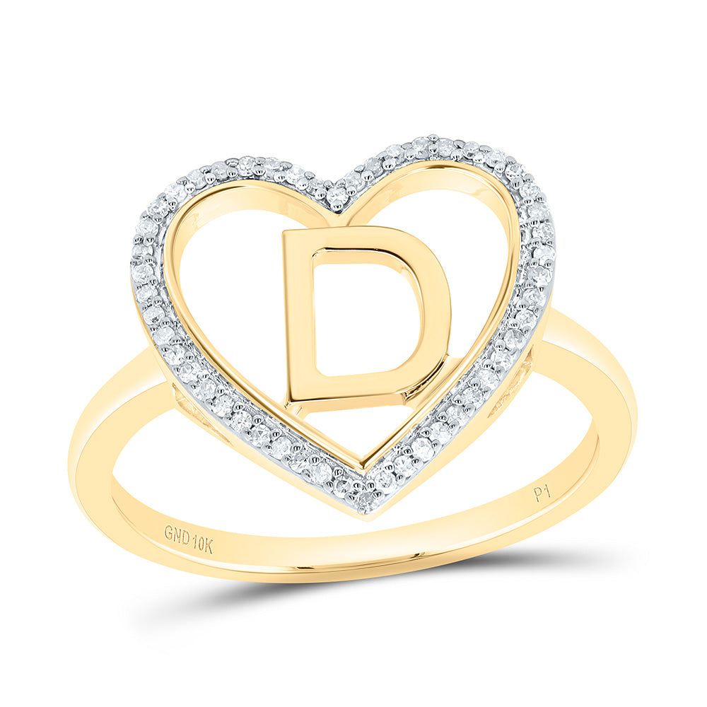 1/10Ctw-Nat Dia P1 Gift Initial "D" Ladies Heart Ring