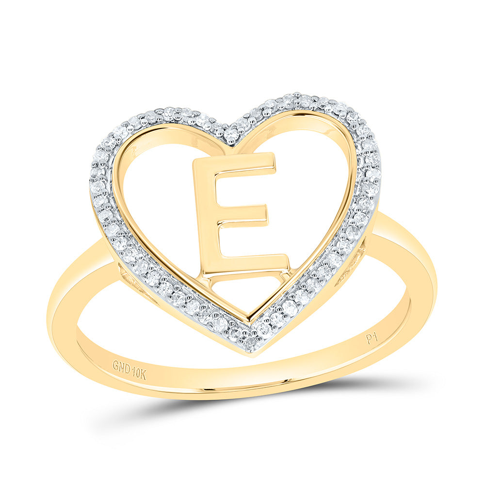 1/10Ctw-Nat Dia P1 Gift Initial "E" Ladies Heart Ring