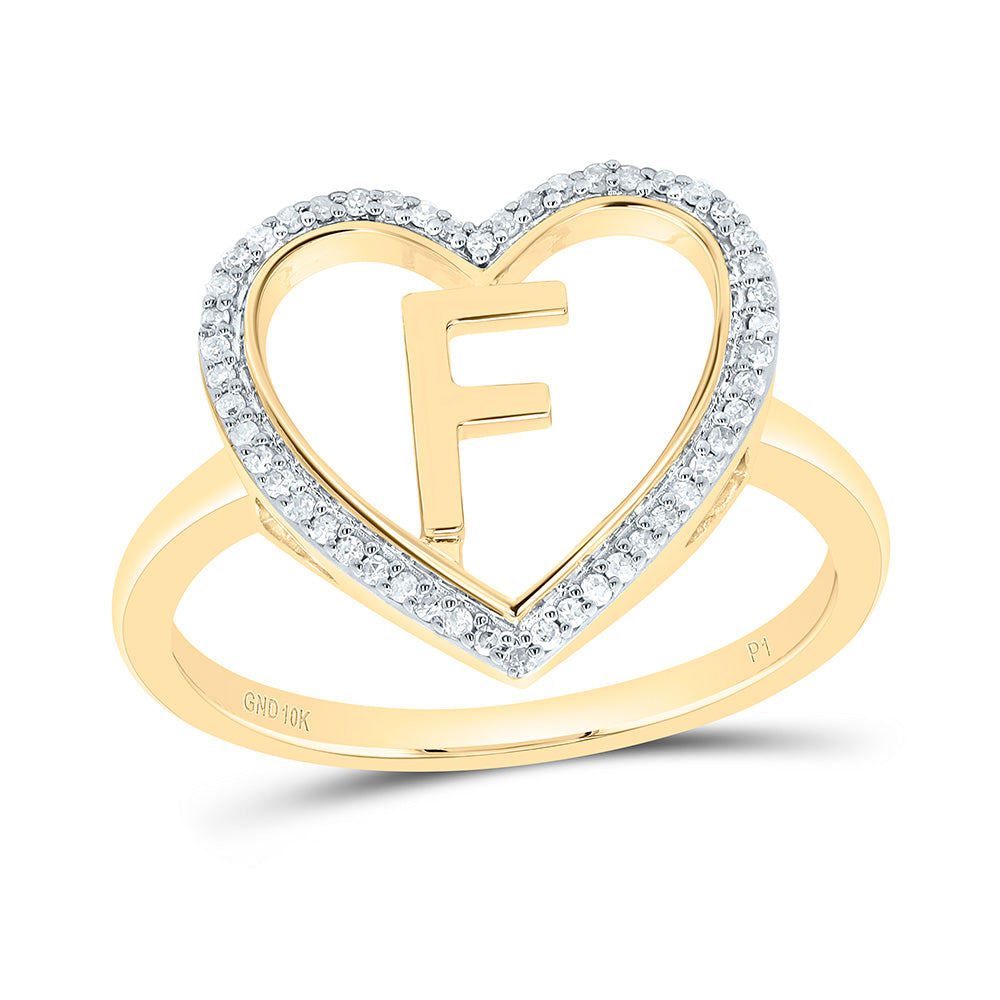 1/10Ctw-Nat Dia P1 Gift Initial "F" Ladies Heart Ring