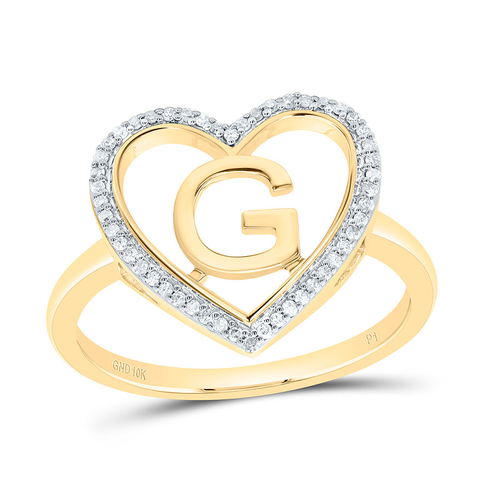 1/10Ctw-Nat Dia P1 Gift Initial "G" Ladies Heart Ring