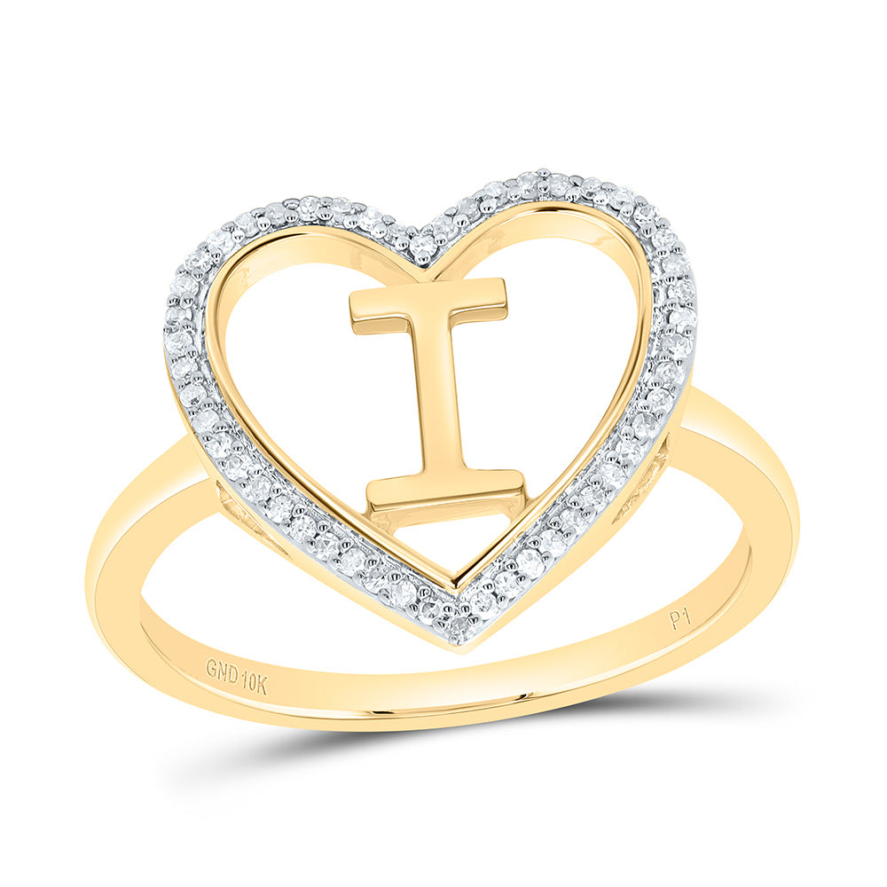 1/10Ctw-Nat Dia P1 Gift Initial "I" Ladies Heart Ring