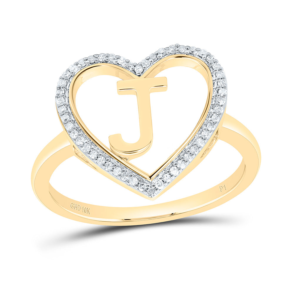 1/10Ctw-Nat Dia P1 Gift Initial "J" Ladies Heart Ring