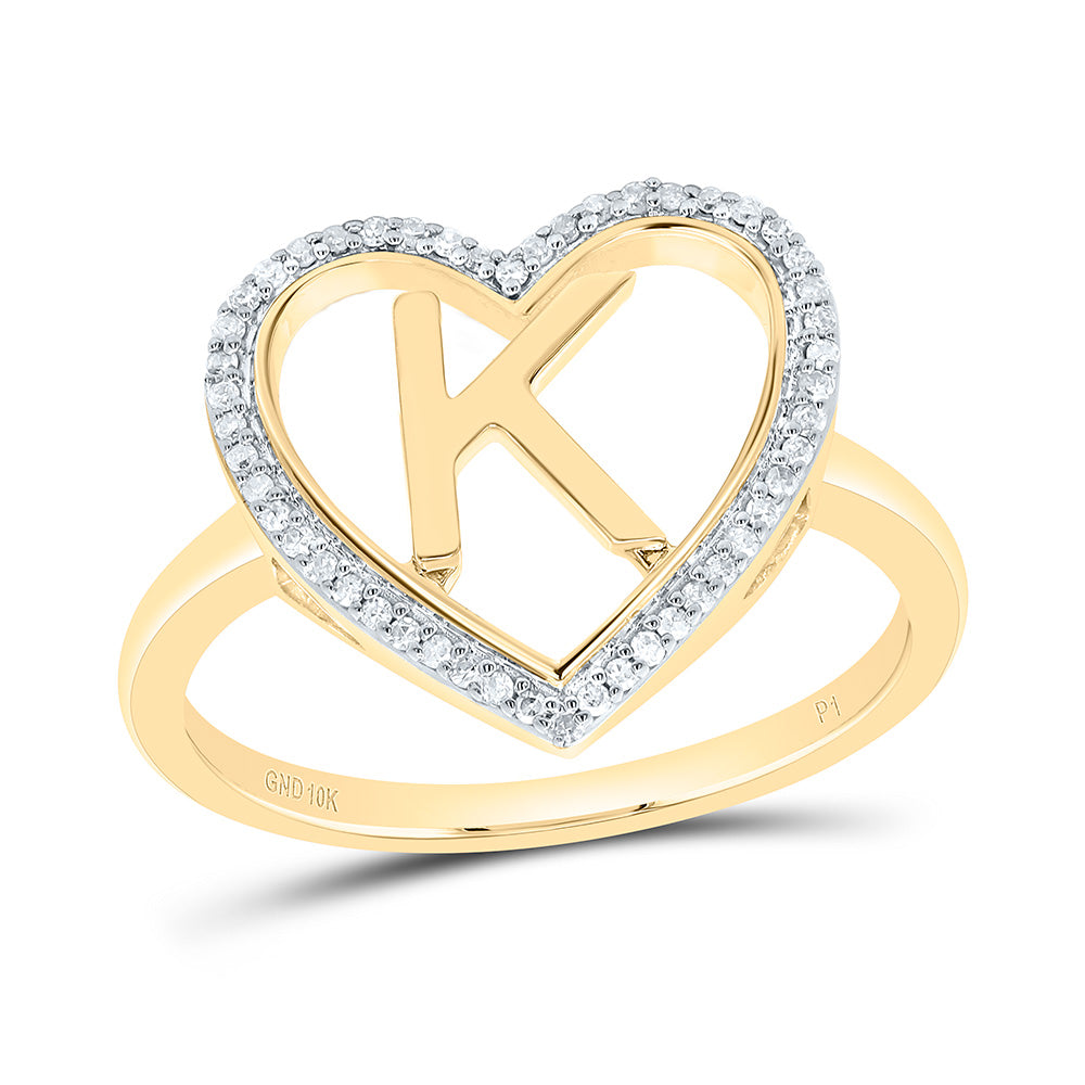 1/10Ctw-Nat Dia P1 Gift Initial "K" Ladies Heart Ring