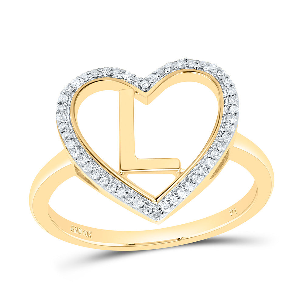 1/10Ctw-Nat Dia P1 Gift Initial "L" Ladies Heart Ring
