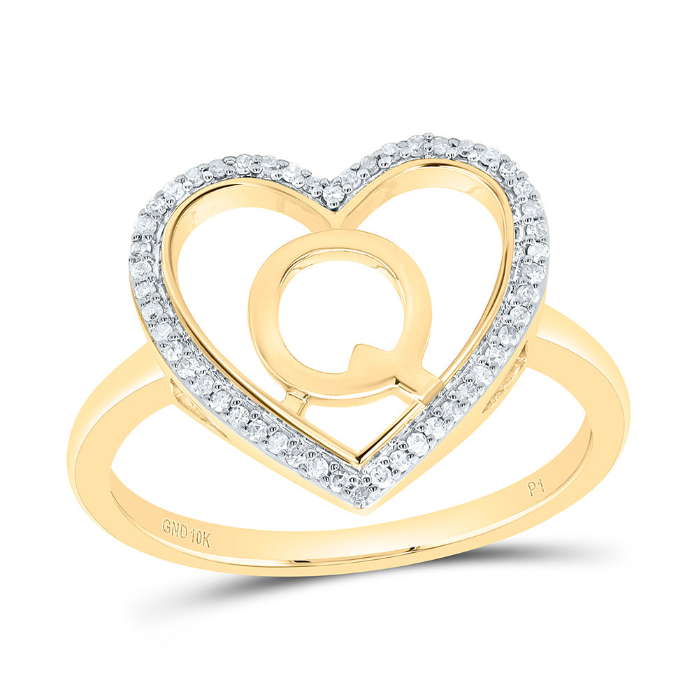1/10Ctw-Nat Dia P1 Gift Initial "Q" Ladies Heart Ring