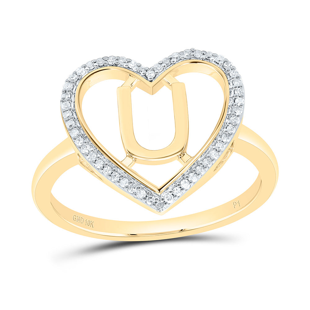1/10Ctw-Nat Dia P1 Gift Initial "U" Ladies Heart Ring