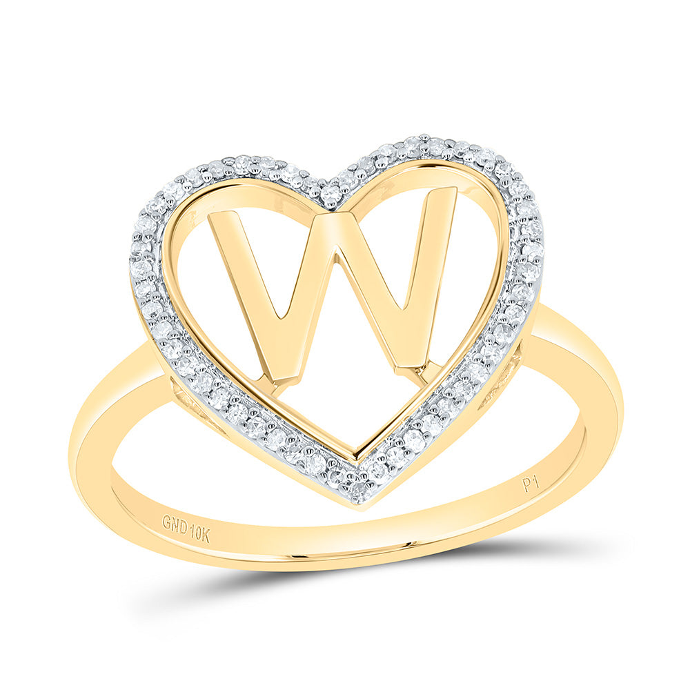 1/10Ctw-Nat Dia P1 Gift Initial "W" Ladies Heart Ring