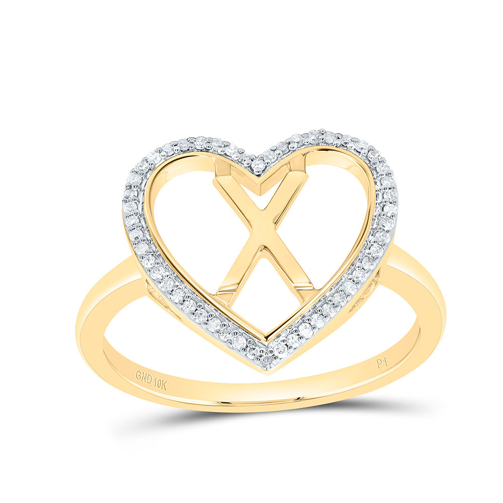 1/10Ctw-Nat Dia P1 Gift Initial "X" Ladies Heart Ring