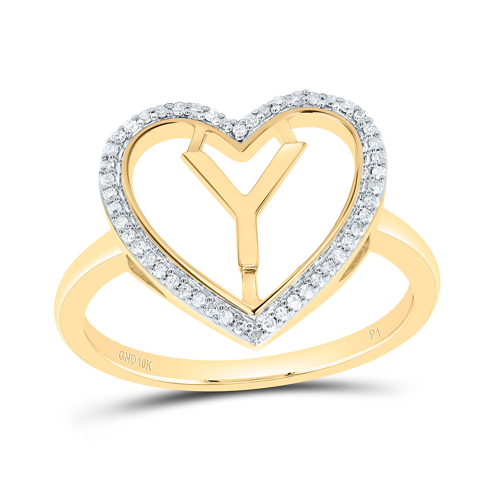 1/10Ctw-Nat Dia P1 Gift Initial "Y" Ladies Heart Ring