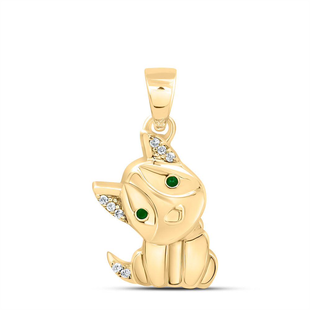 0.02Ctw-Dia P1 1.1Mm-Rd-Em Nat Gem Dog Pendant