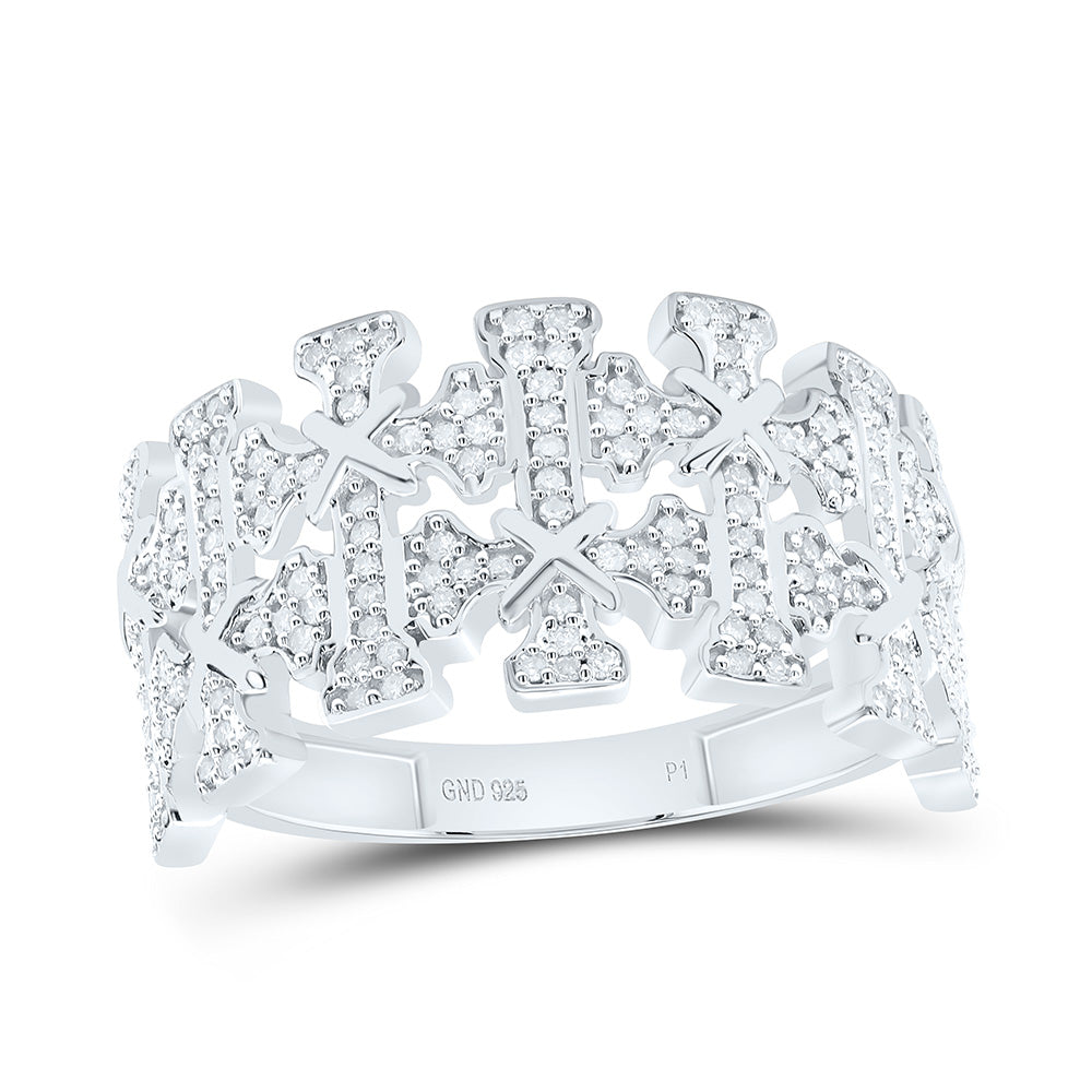 1/2 Ct-Dia P1 Gift Crome Cross Mens Ring