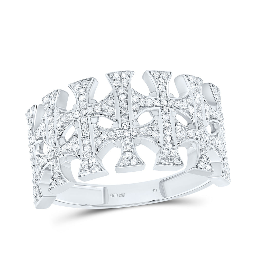 3/8Ct-Dia P1 Gift Crome Cross Mens Ring