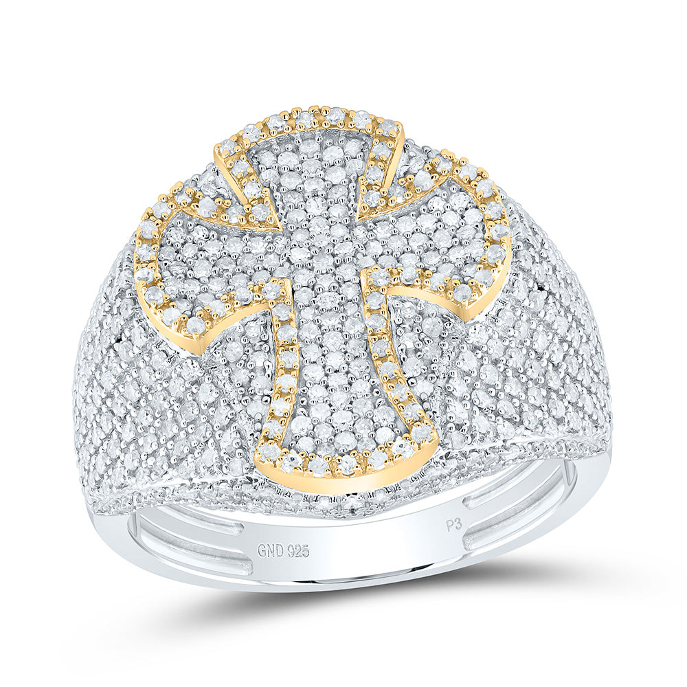 1 3/8Ctw-Diamond Cross Men's Ring