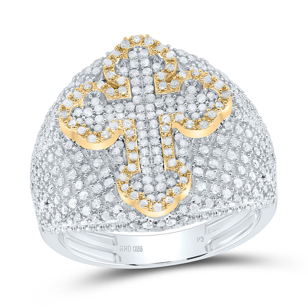 1 3/8Ctw-Dia P3 Cross Men's Ring