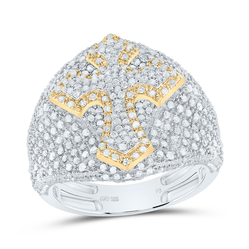 1 1/3Ctw-Diamond Cross Men's Ring