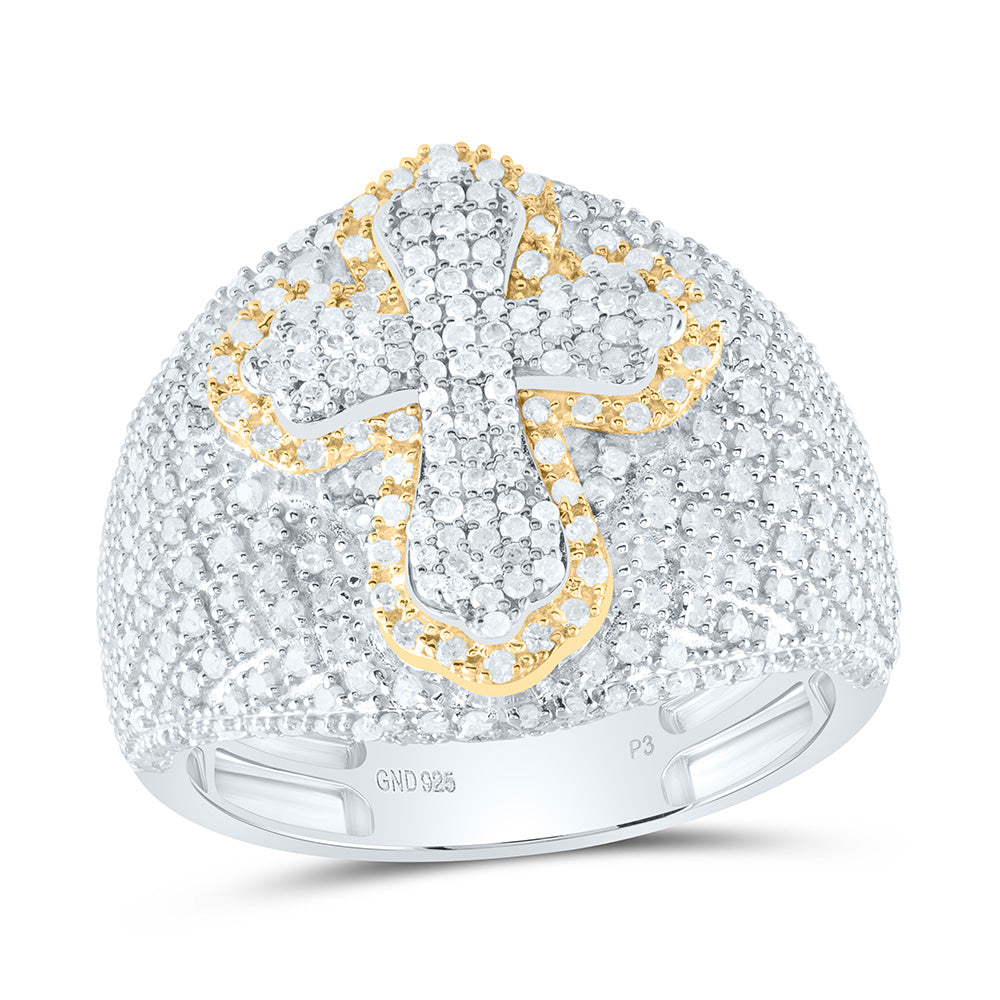 1 1/3Ctw-Diamond Cross Men's Ring