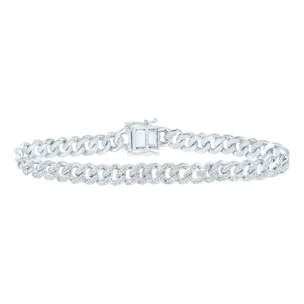 2 3/4Ctw-Nat Dia P3 8Mm Cuban Men'S Bracelet (8 Inch)