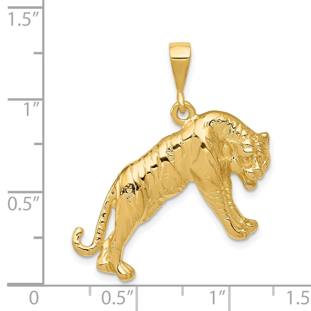 14k Yellow Gold 29 mm Tiger Charm (3.42 grams)