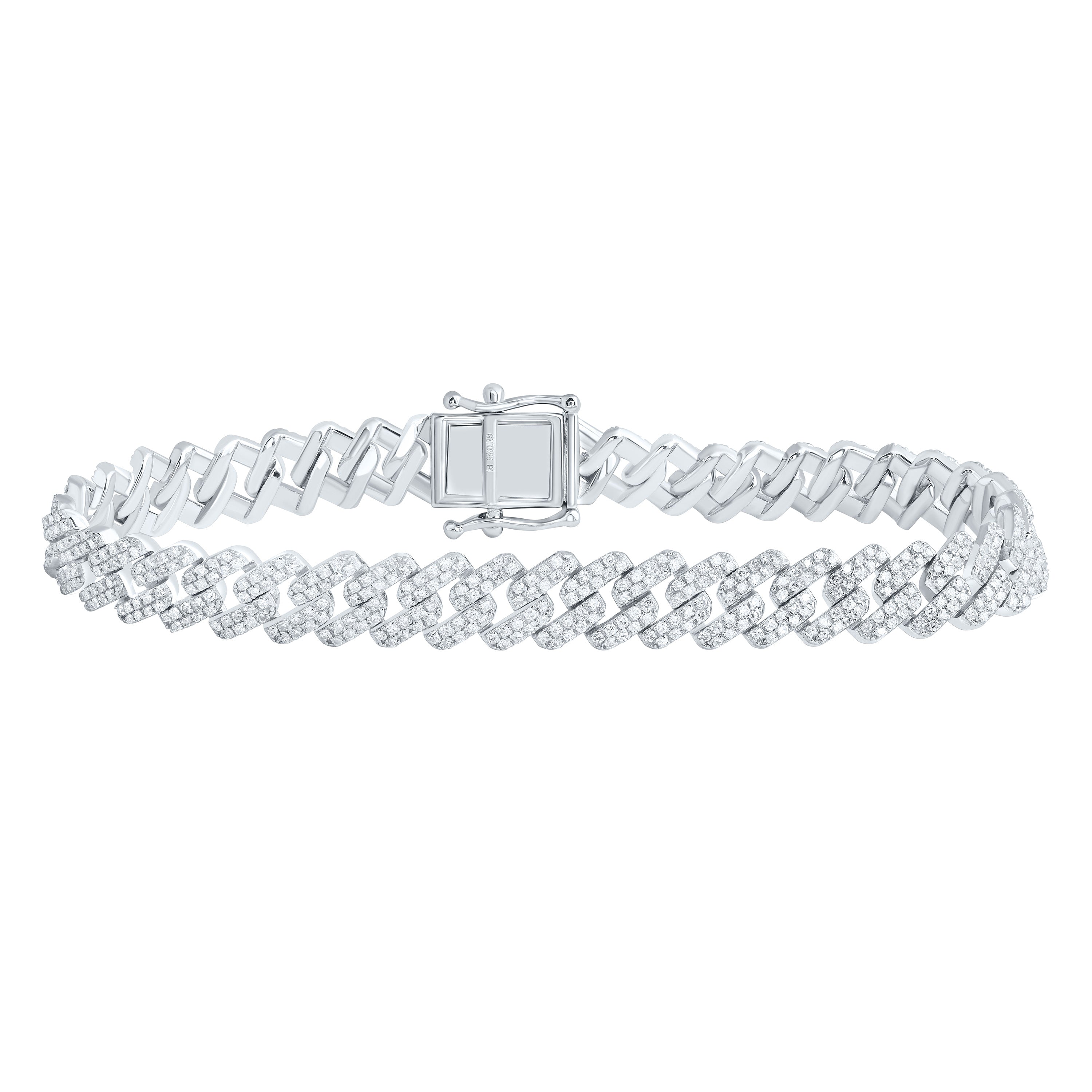 3 1/4Ctw-Nat Dia P4 9Mm Cuban Men'S Bracelet (8 Inch)