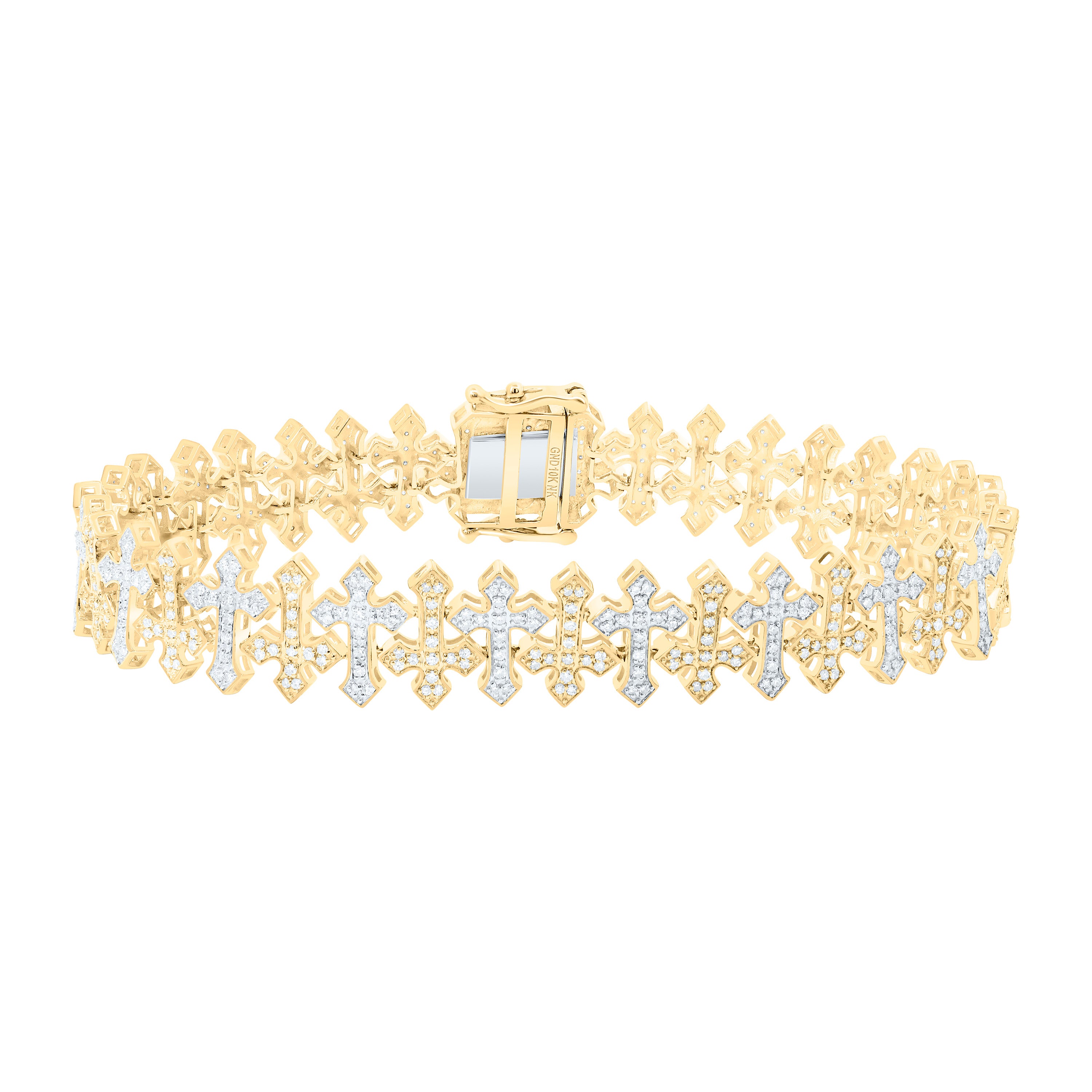 1 3/4Ctw-Nat Diamond Fashion Cross Mens Bracelet (8 Inch)