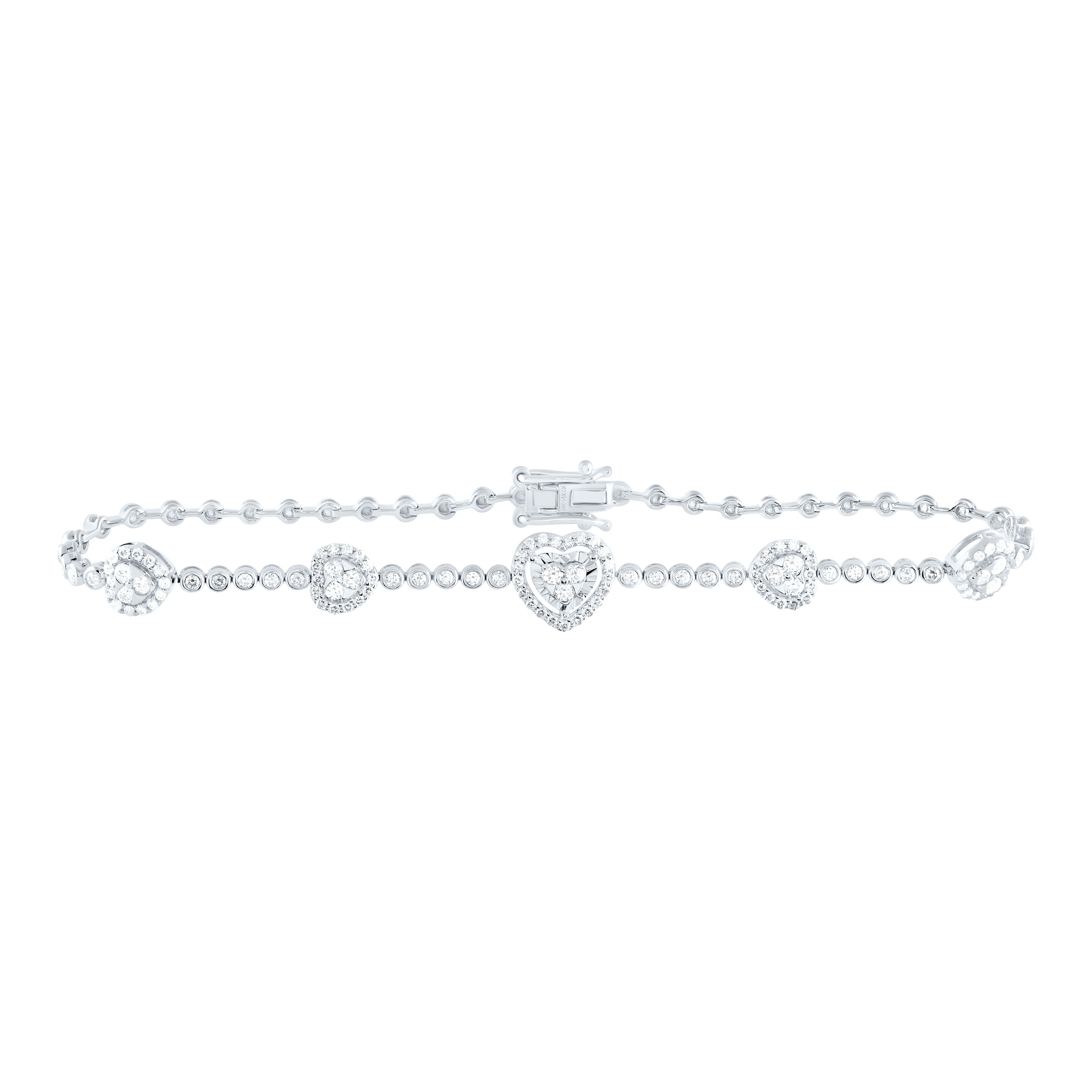 1Ctw Nat Dia Cn Fashion Heart Bracelet (7 Inch)