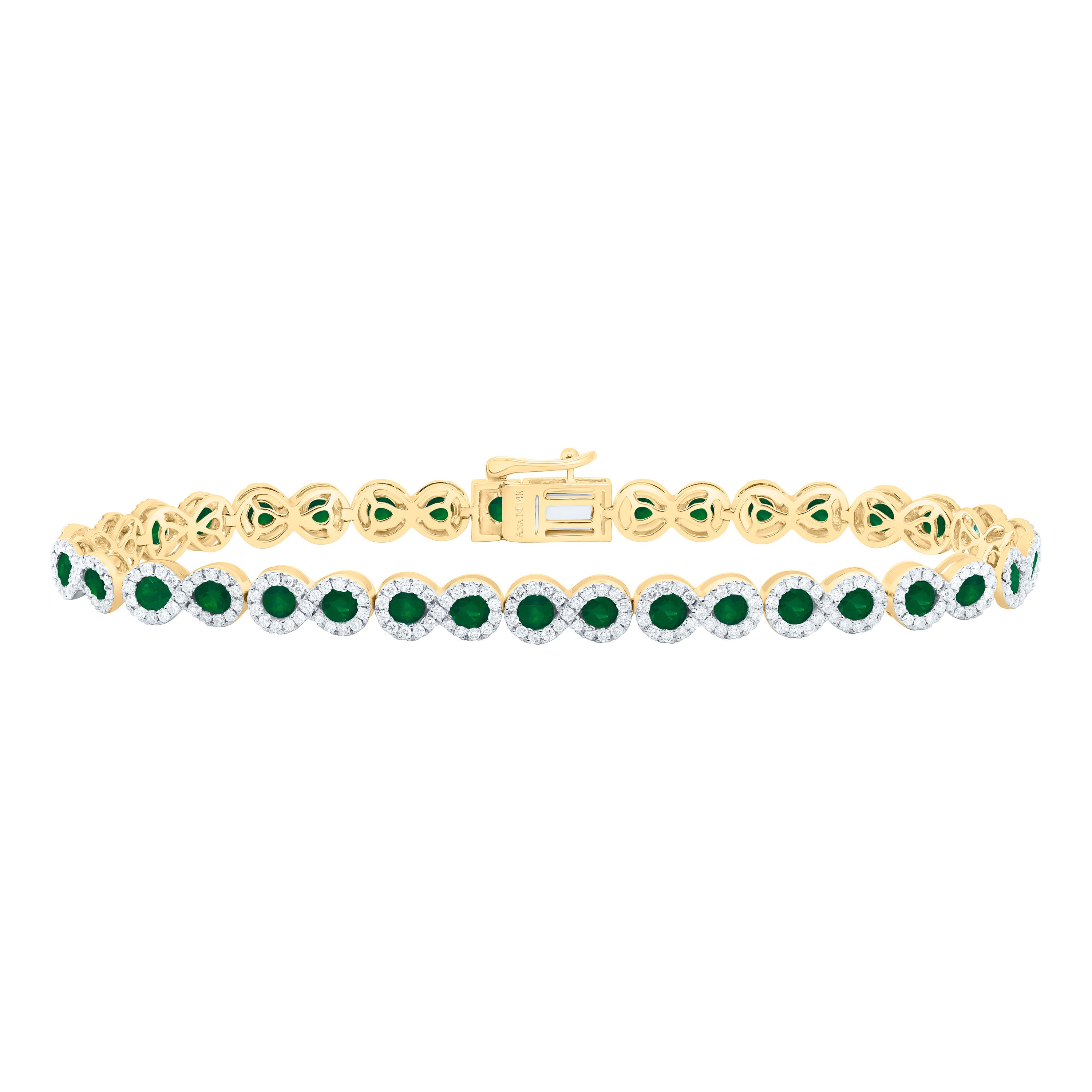 1 3/8Ctw-Nat Diamond Ana M 3 1/3Ctw-Rd-Em Nat Gem Bracelet (7 Inch)