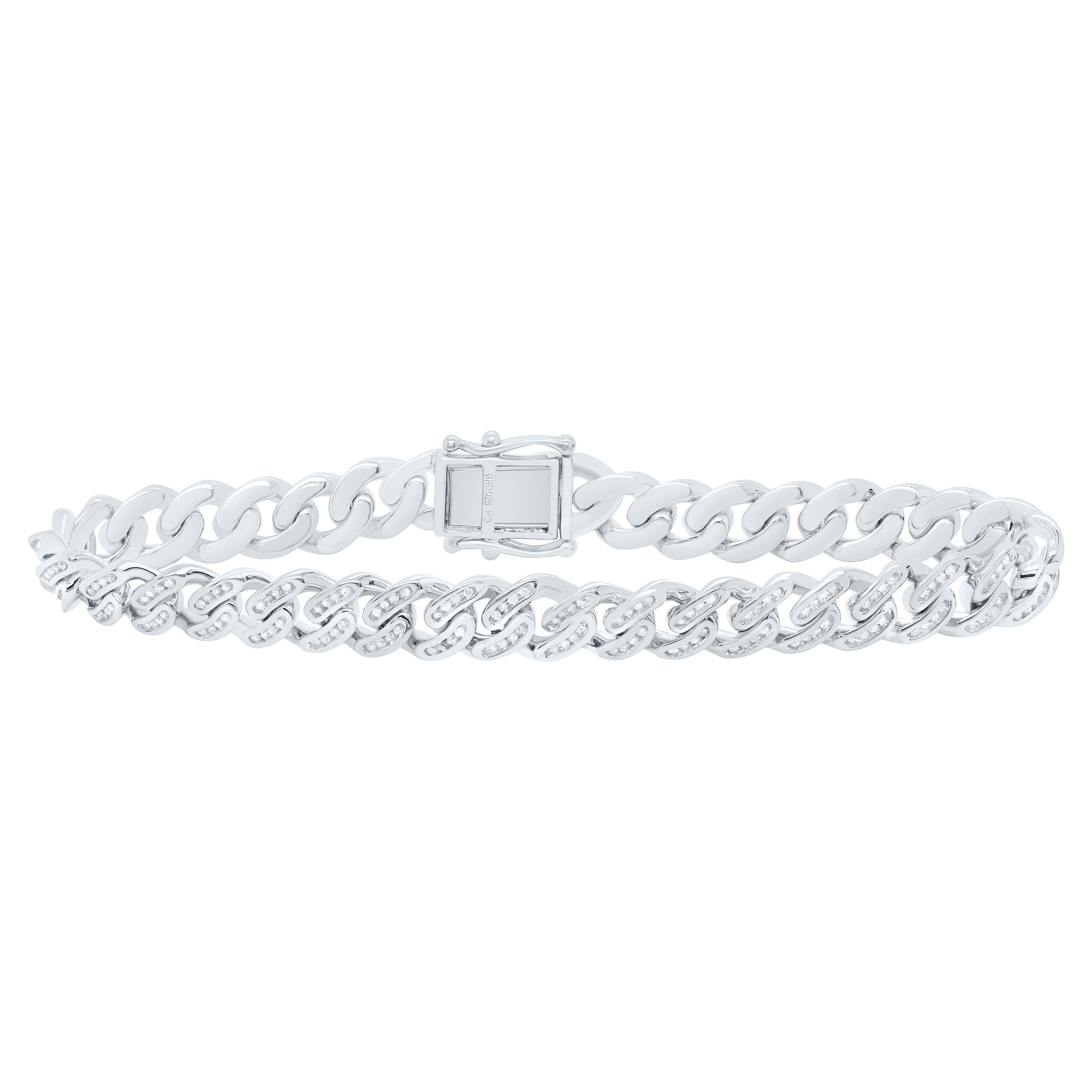 1 Ct-Nat Diamond 8Mm Gift Cuban Bracelet (8 Inch)