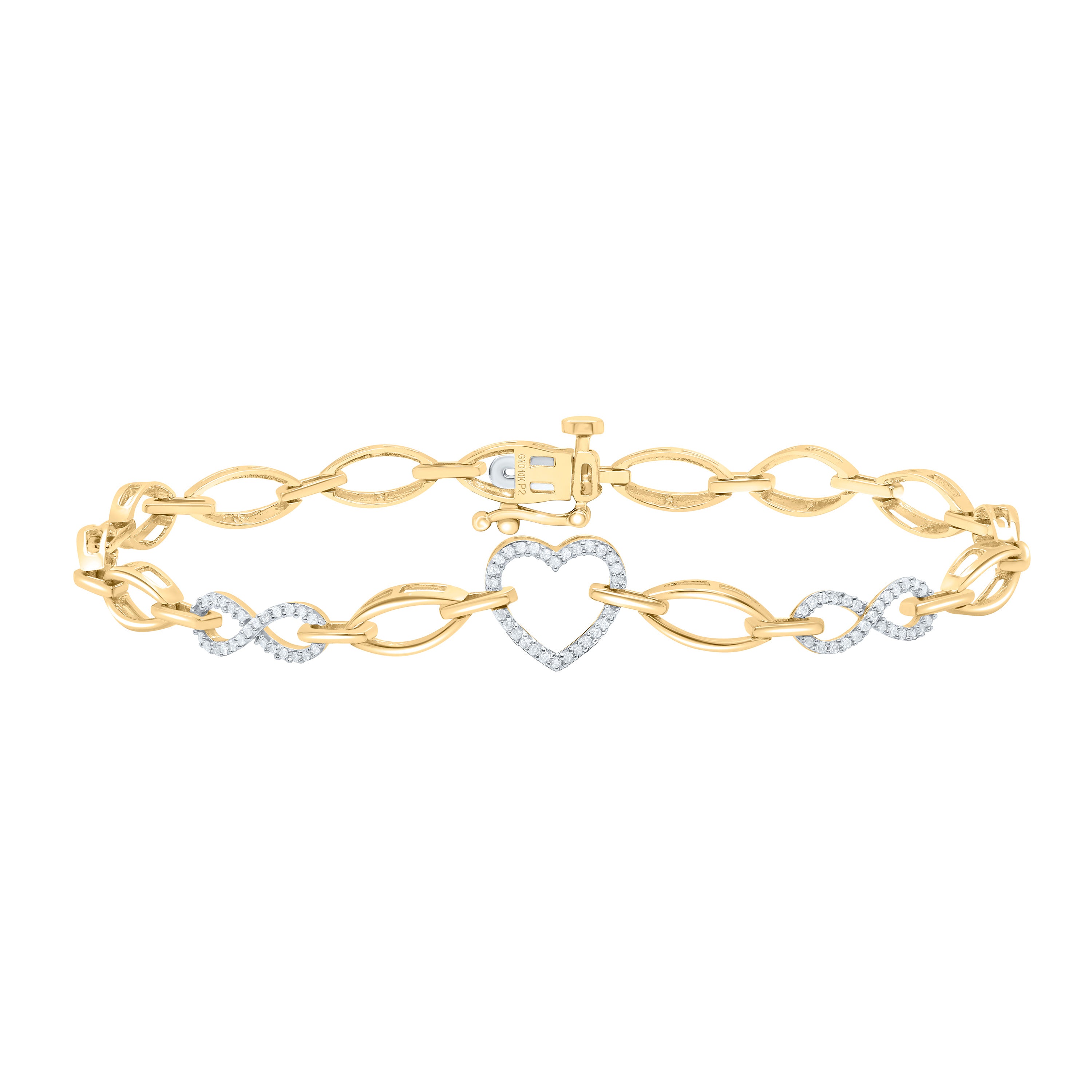1/6Ctw-Nat Dia P2 Gift Ladies Heart Infinity Bracelet (7 Inch)