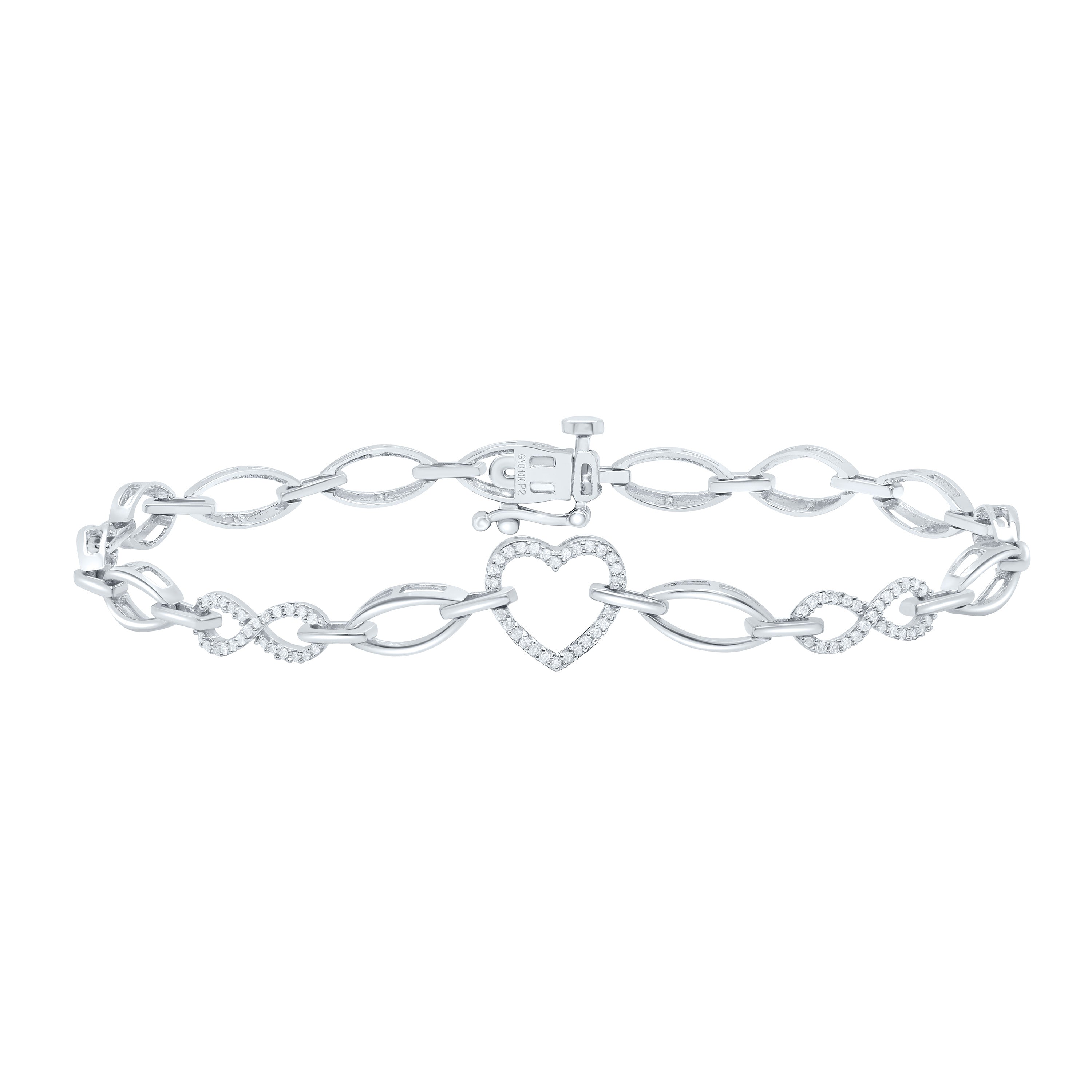 1/6Ctw-Nat Dia P2 Gift Ladies Heart Infinity Bracelet (7 Inch)