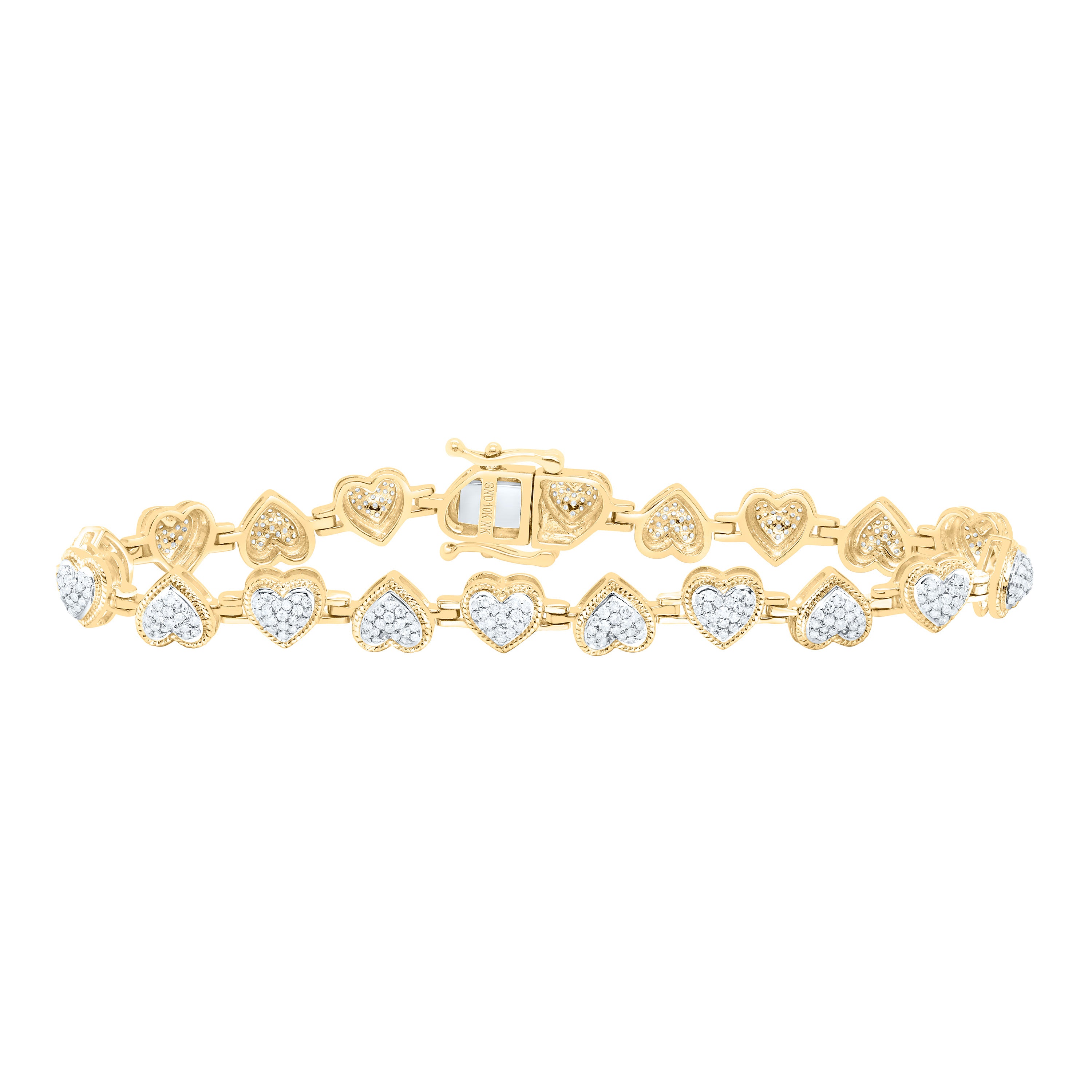 1 1/5Ctw-Nat Dia Nk Fashion Heart Bracelet (7 Inch)