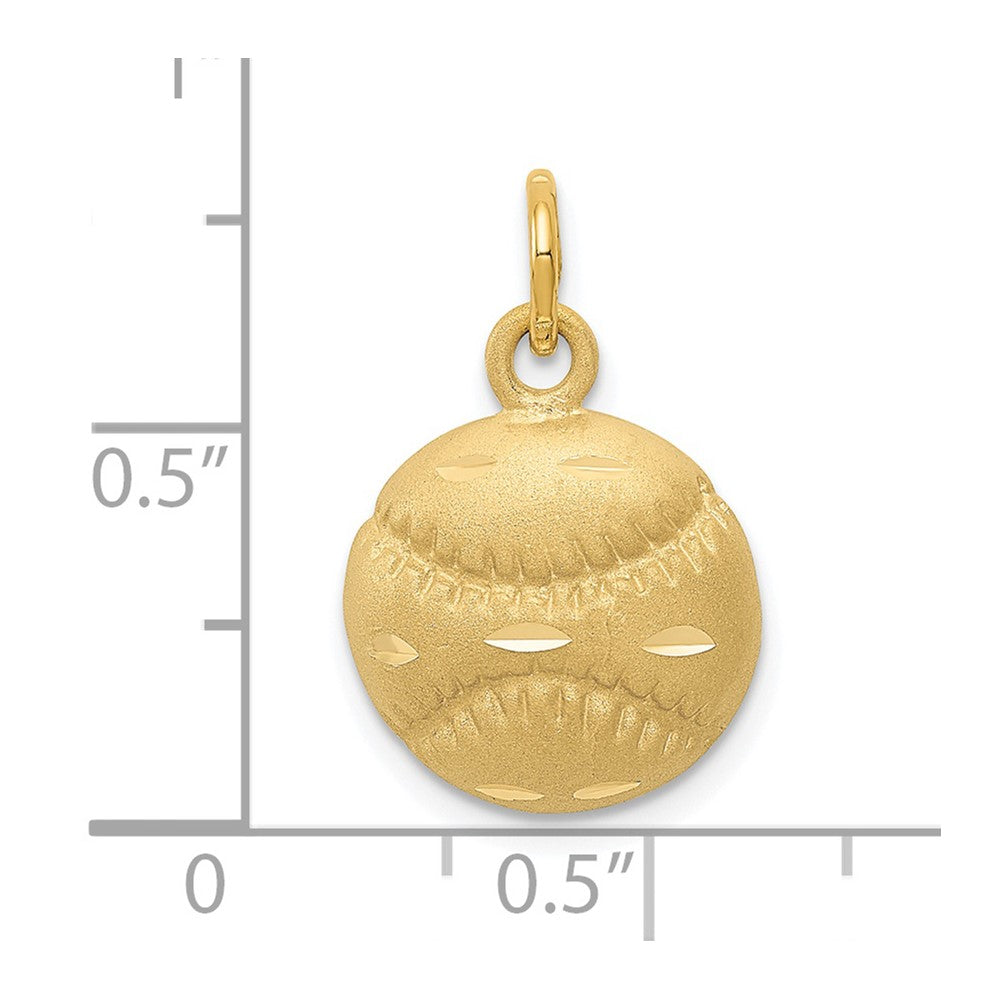 14k Yellow Gold 11 mm Baseball Charm (1.59 grams)