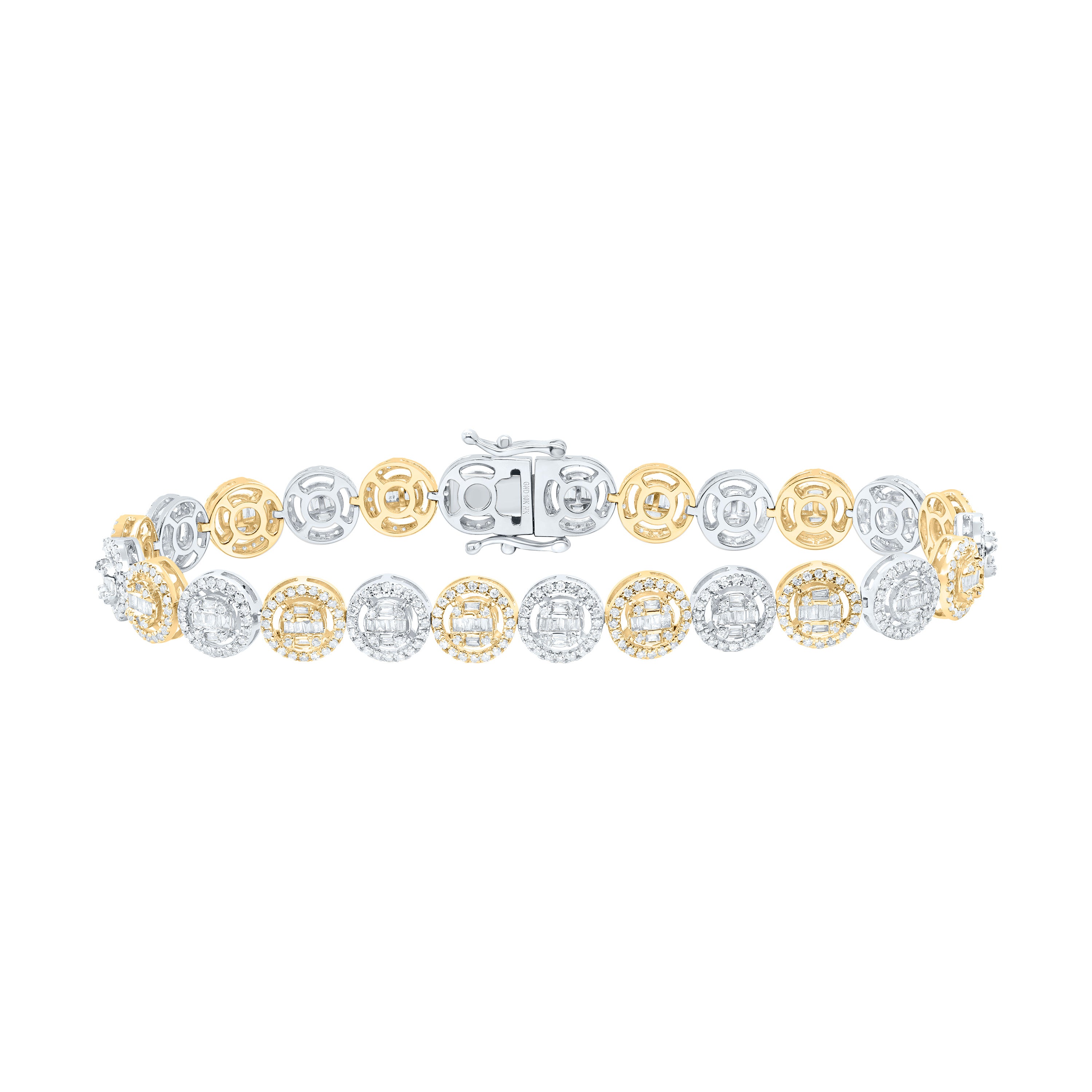 2 5/8Ctw-Nat Diamond Mens Round Bracelet (8 Inch)