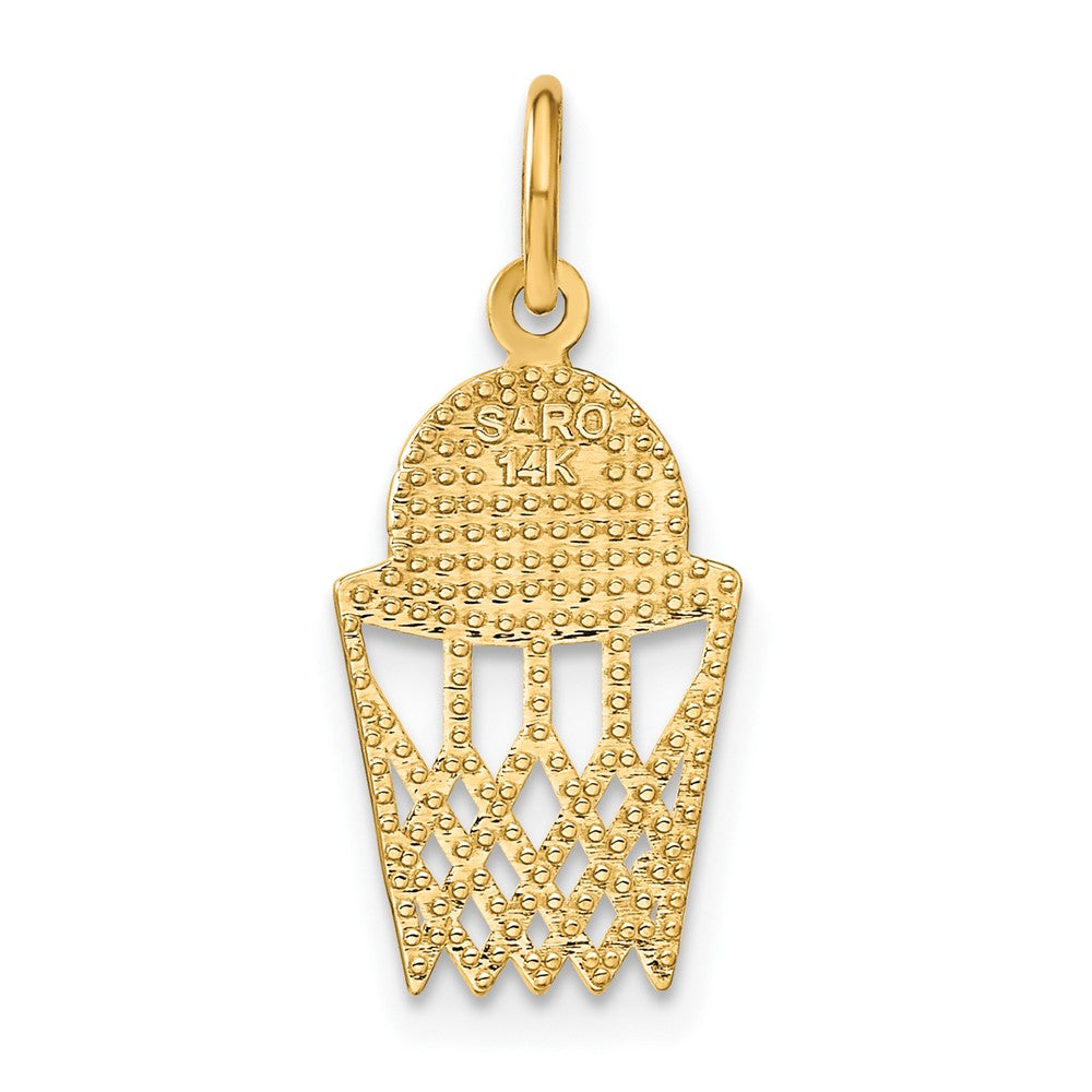14k Yellow Gold 10 mm Basketball in Net Charm (0.8 grams)