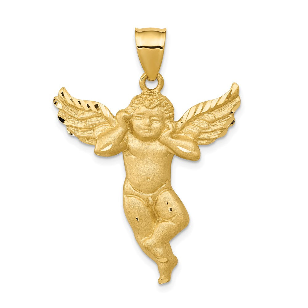 14k Yellow Gold 28 mm Satin Angel Pendant (3.49 grams)
