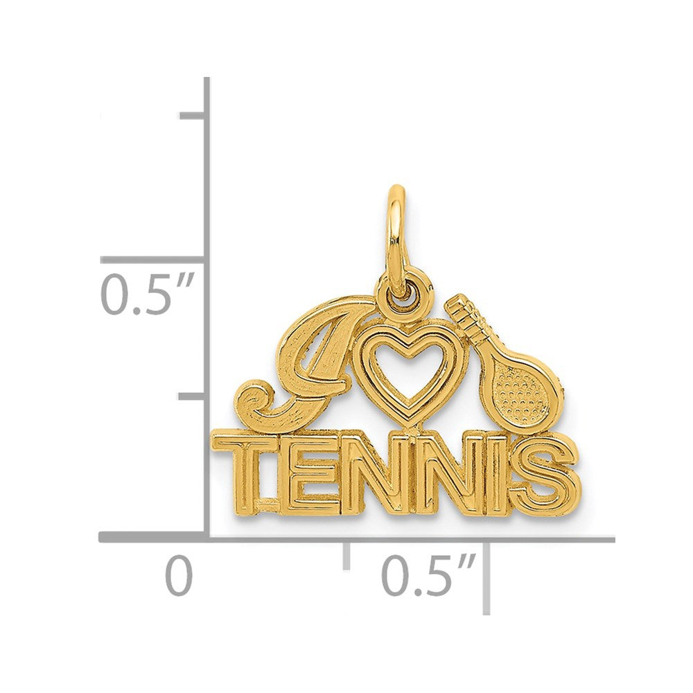 14k Yellow Gold 17 mm I HEART TENNIS Charm (0.93 grams)