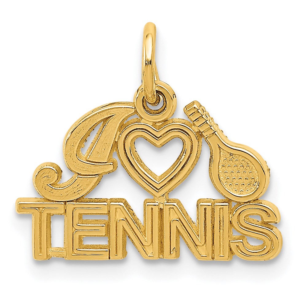 14k Yellow Gold 17 mm I HEART TENNIS Charm (0.93 grams)