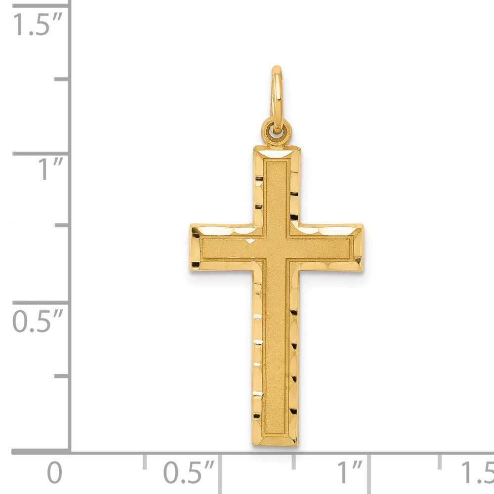 14k Yellow Gold 15 mm Diamond-cut Cross Charm (1.57 grams)