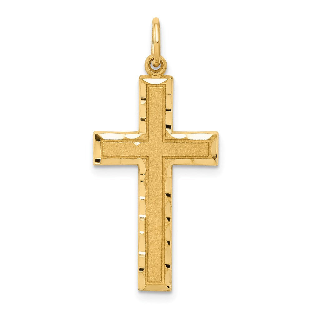 14k Yellow Gold 15 mm Diamond-cut Cross Charm (1.57 grams)