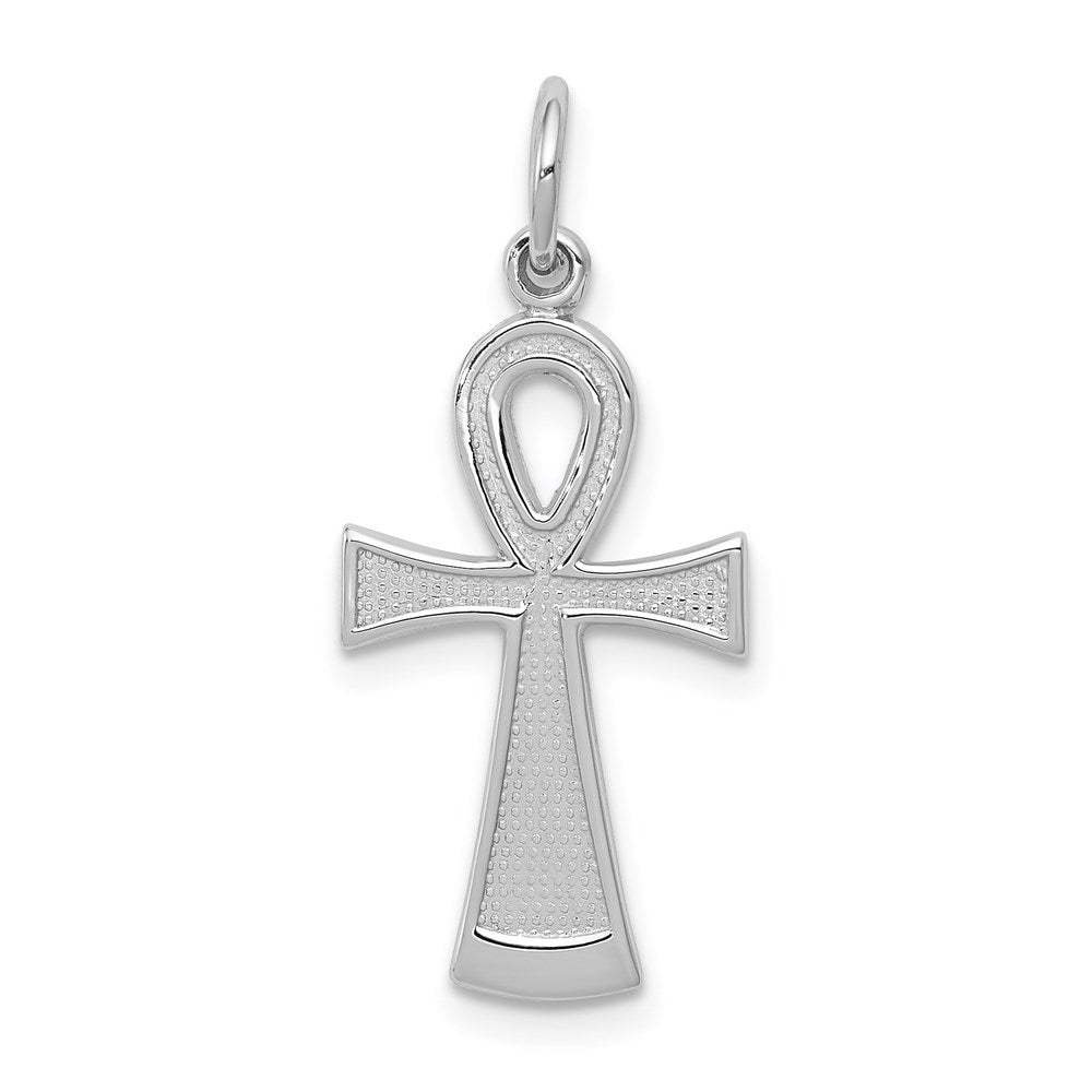 14k White Gold 12 mm Ankh Cross Pendant (0.92 grams)