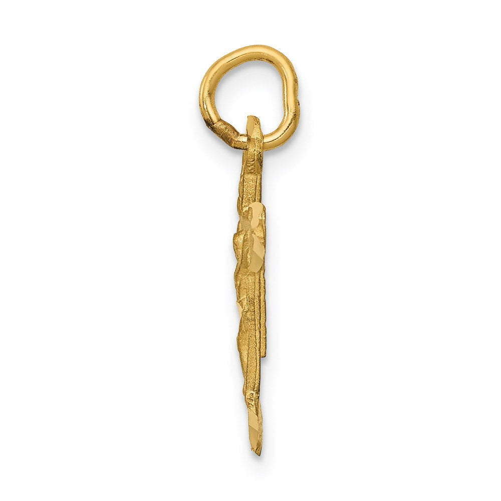 14k Yellow Gold 12 mm INRI Diamond-cut Jesus Crucifix Charm (0.64 grams)