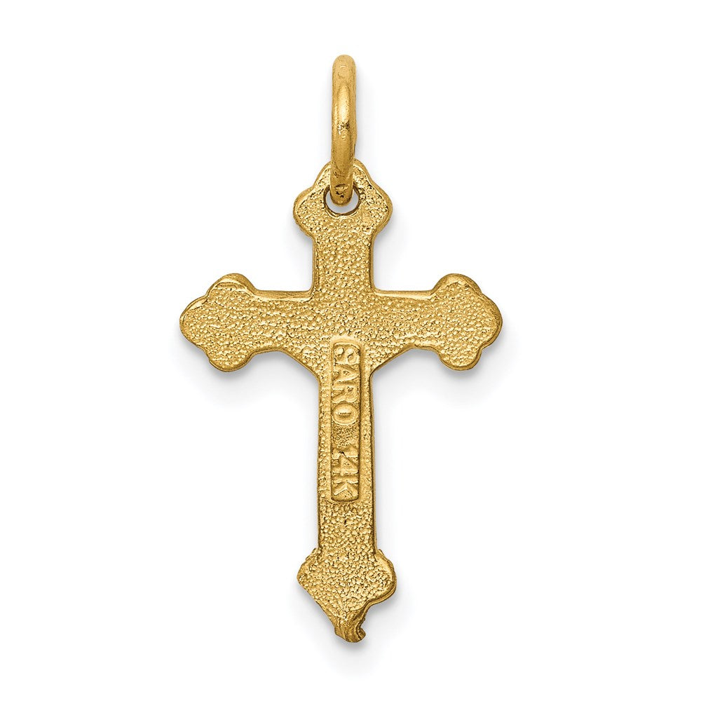 14k Yellow Gold 12 mm INRI Diamond-cut Jesus Crucifix Charm (0.64 grams)