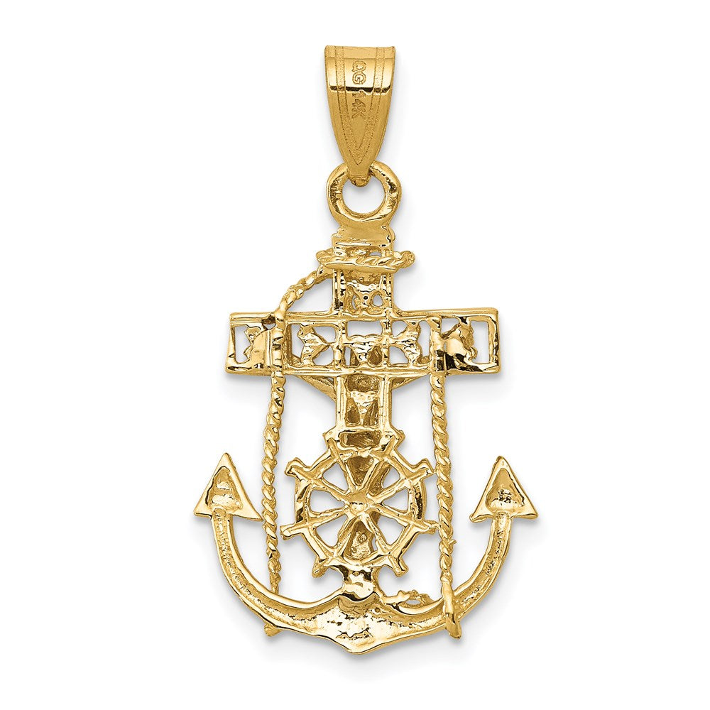 14k Two-tone 17 mm Mariners Cross Pendant (1.61 grams)