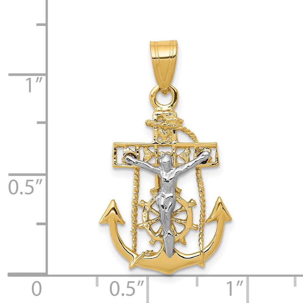 14k Two-tone 17 mm Mariners Cross Pendant (1.61 grams)