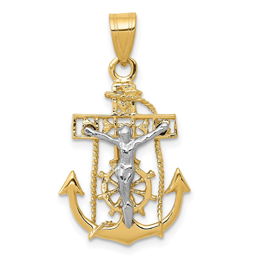 14k Two-tone 17 mm Mariners Cross Pendant (1.61 grams)