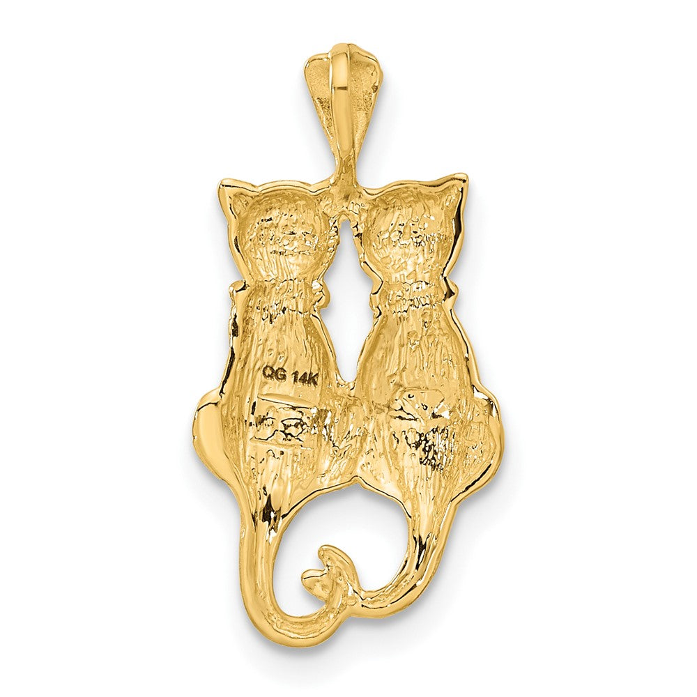 14k Yellow Gold 12 mm Satin and Polished Cats Pendant (0.98 grams)