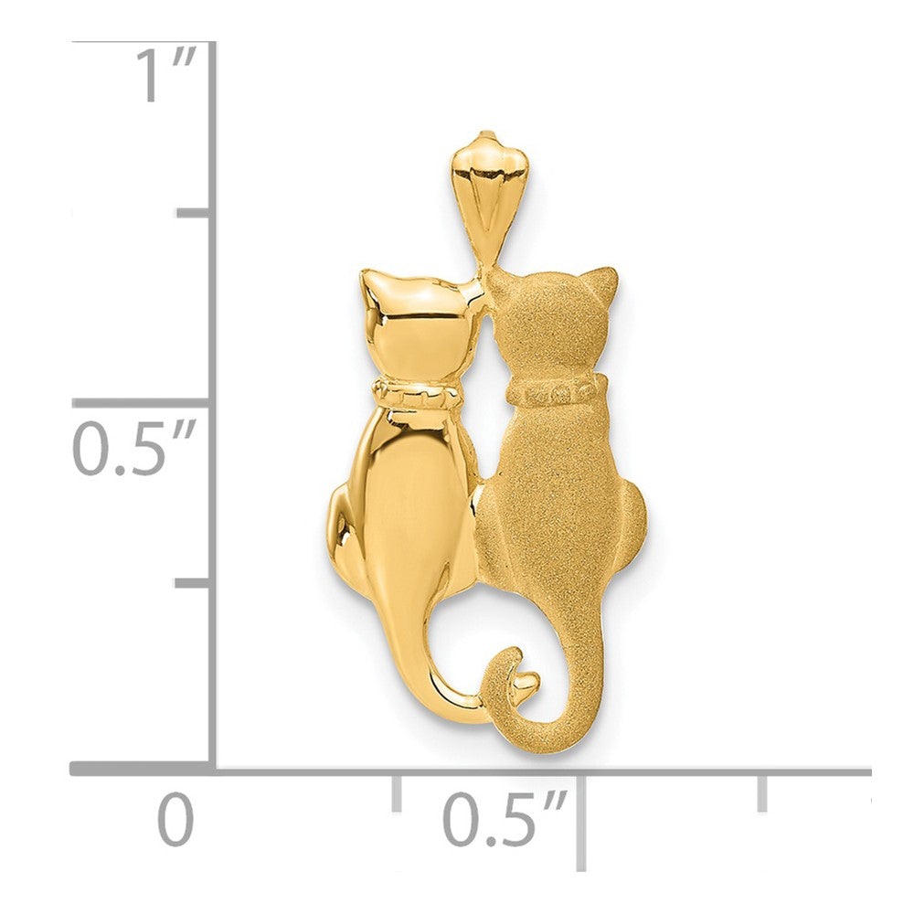 14k Yellow Gold 12 mm Satin and Polished Cats Pendant (0.98 grams)